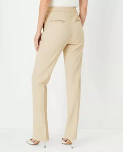 The Side Zip Straight Pant In Bi-Stretch Toasted Oat -Anntaylor Shop 602882 7879 ALT2