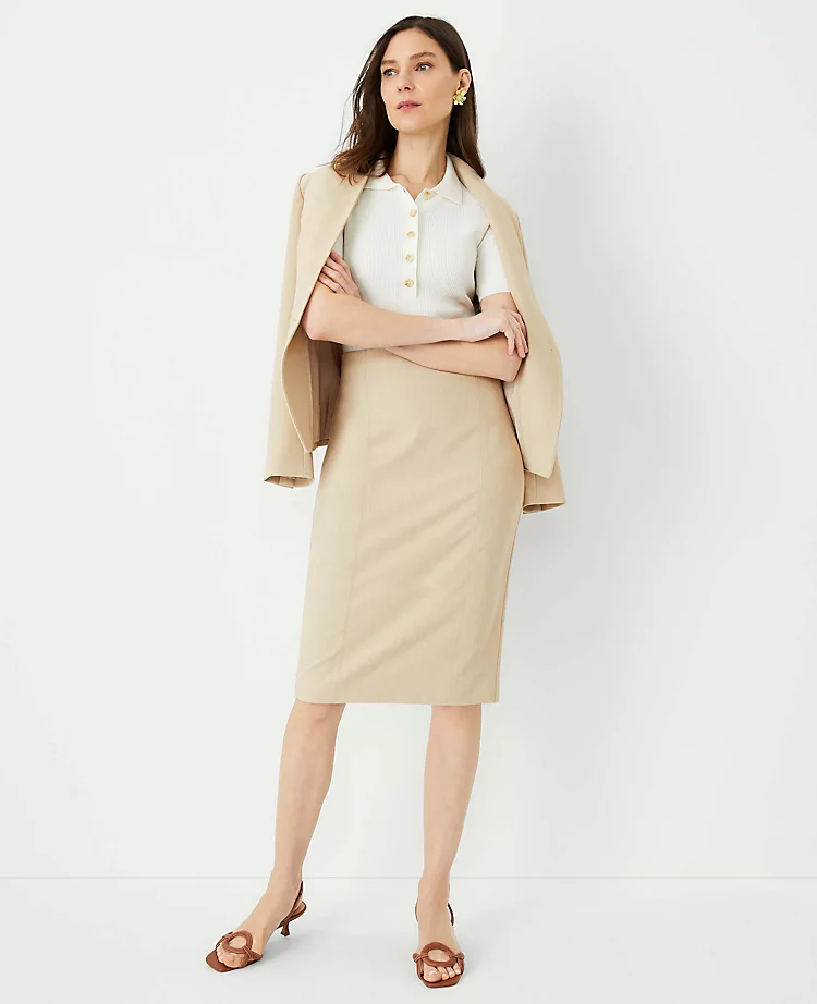 The Seamed Pencil Skirt In Bi-Stretch Toasted Oat 3 The Seamed Pencil Skirt In Bi-Stretch Toasted Oat