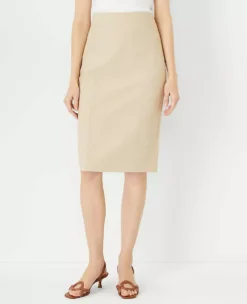 The Seamed Pencil Skirt In Bi-Stretch Toasted Oat 6 The Seamed Pencil Skirt In Bi-Stretch Toasted Oat -Anntaylor Shop 602888 7879 ALT1