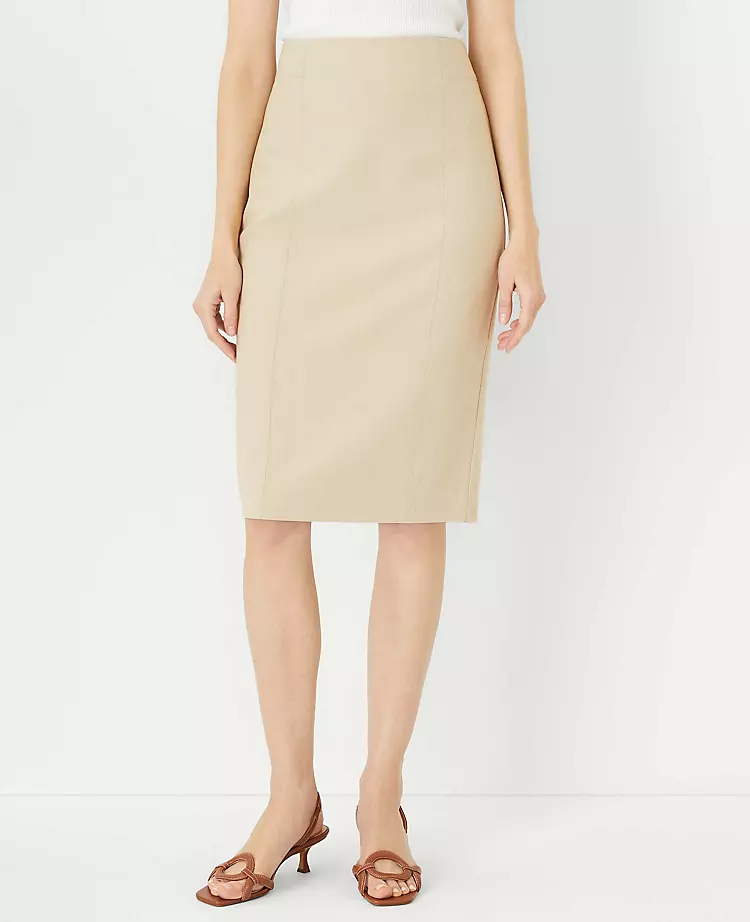 The Seamed Pencil Skirt In Bi-Stretch Toasted Oat 4 The Seamed Pencil Skirt In Bi-Stretch Toasted Oat - Image 2