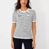 Striped Shoulder Button Sweater Tee -Anntaylor Shop 603477 9192