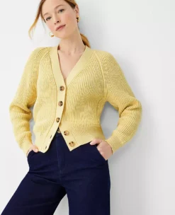 Ribbed Wedge V-Neck Cardigan 7 Ribbed Wedge V-Neck Cardigan -Anntaylor Shop 603550 3164 ALT2