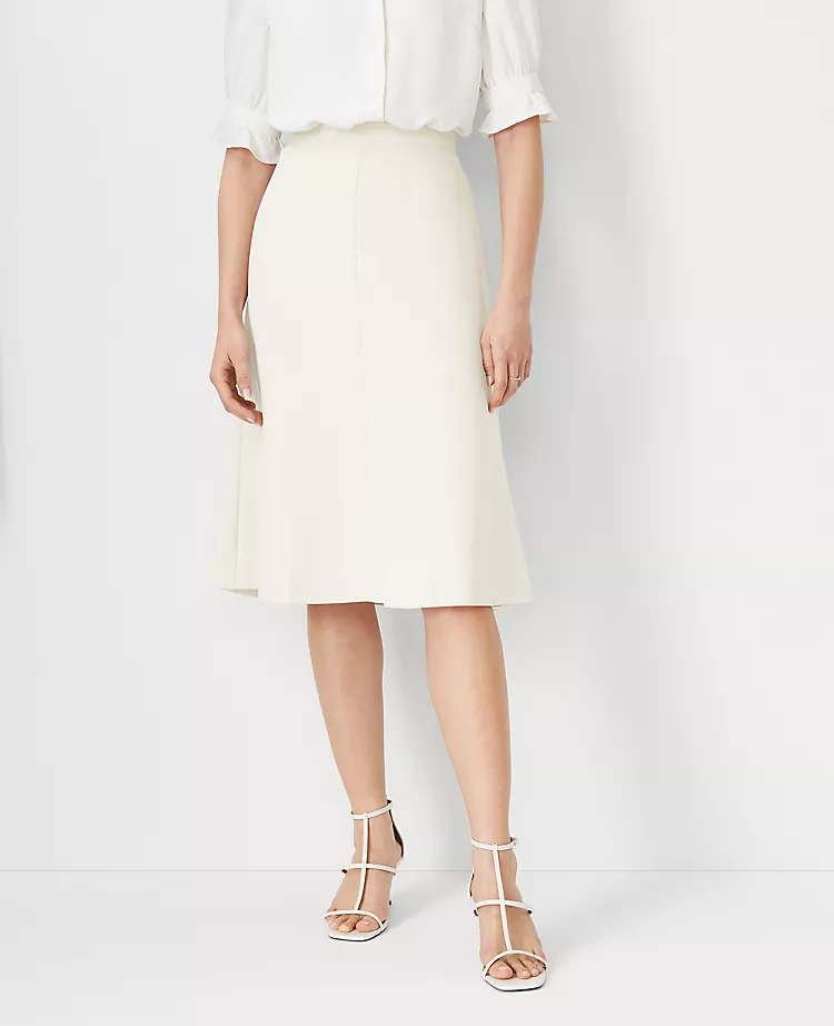 The Flare Skirt In Fluid Crepe Ivory Whisper 3 The Flare Skirt In Fluid Crepe Ivory Whisper