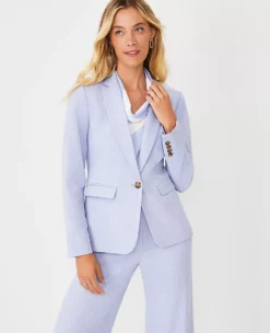 The Notched One Button Blazer In Cross Weave