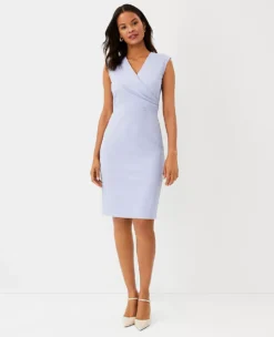 The Side Tuck Wrap Sheath Dress In Cross Weave