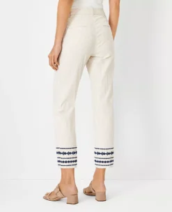 The Cotton Crop Pant In Floral Embroidered Stripe 5 The Cotton Crop Pant In Floral Embroidered Stripe -Anntaylor Shop 603721 7879 ALT1