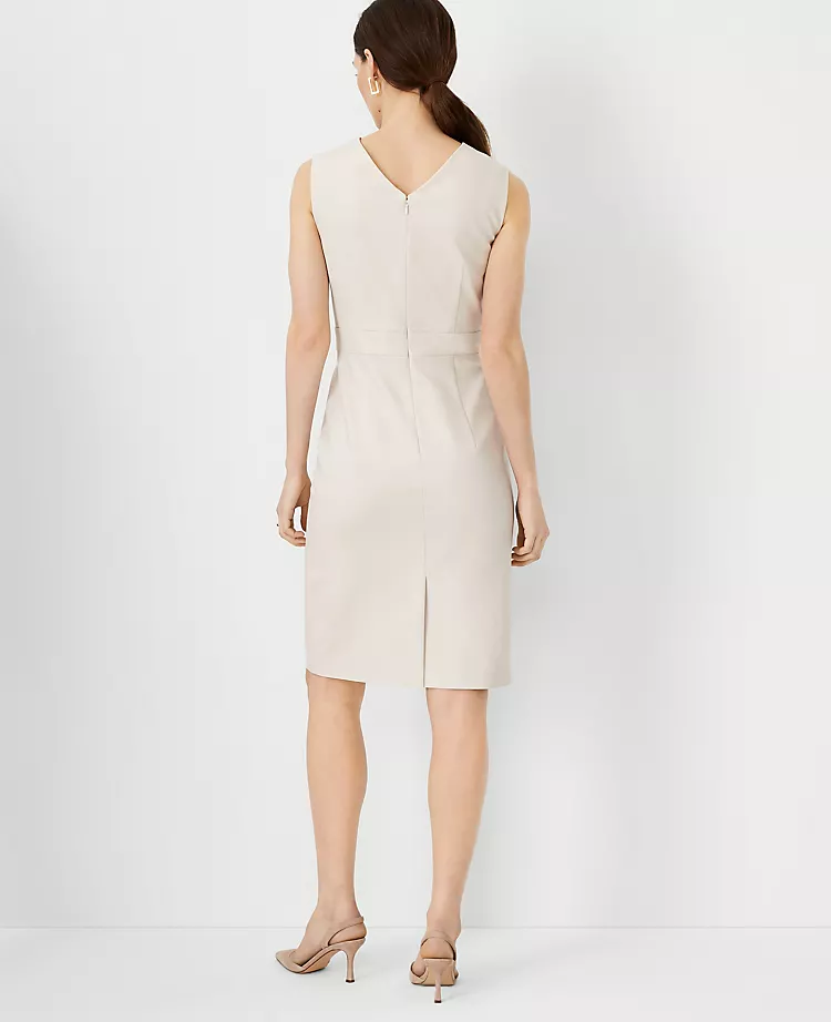 The Seamed V-Neck Sheath Dress In Stretch Cotton 4 The Seamed V-Neck Sheath Dress In Stretch Cotton - Image 2