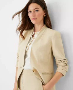 The Cutaway Blazer In Bi-Stretch Toasted Oat 9 The Cutaway Blazer In Bi-Stretch Toasted Oat -Anntaylor Shop 603952 7879 ALT2