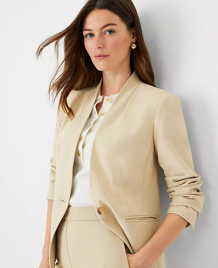 The Cutaway Blazer In Bi-Stretch Toasted Oat 6 The Cutaway Blazer In Bi-Stretch Toasted Oat - Image 4
