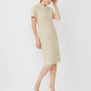 The Short Sleeve Sheath Dress In Bi-Stretch Toasted Oat -Anntaylor Shop 603954 7879
