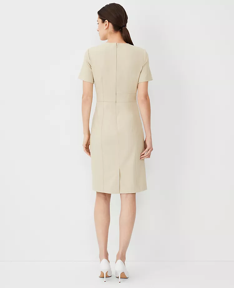 The Short Sleeve Sheath Dress In Bi-Stretch Toasted Oat 4 The Short Sleeve Sheath Dress In Bi-Stretch Toasted Oat - Image 2