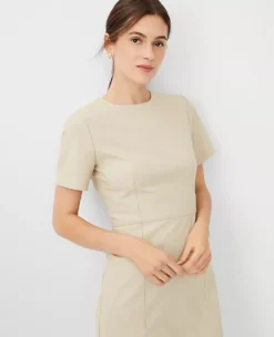 The Short Sleeve Sheath Dress In Bi-Stretch Toasted Oat 7 The Short Sleeve Sheath Dress In Bi-Stretch Toasted Oat -Anntaylor Shop 603954 7879 ALT2
