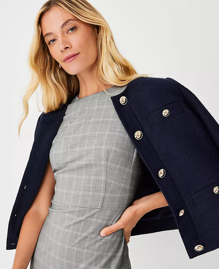 The Cap Sleeve Sheath Dress In Plaid 5 The Cap Sleeve Sheath Dress In Plaid - Image 3