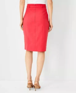 The Belted Pencil Skirt In Stretch Cotton -Anntaylor Shop 603983 6061 ALT1