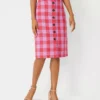 Plaid Button Front A-Line Skirt -Anntaylor Shop 604014 8376