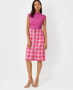 Plaid Button Front A-Line Skirt 7 Plaid Button Front A-Line Skirt -Anntaylor Shop 604014 8376 ALT2