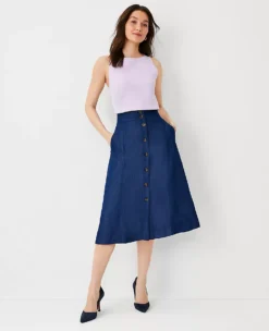 Button Front Midi Skirt 7 Button Front Midi Skirt -Anntaylor Shop 604019 4751 ALT2