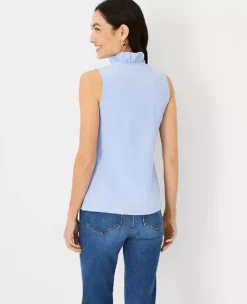 Refined Stretch Ruffle V-Neck Top -Anntaylor Shop 604126 4169 ALT1