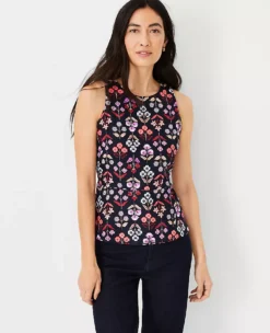 Floral Linen Blend Peplum Halter Shell -Anntaylor Shop 604220 1362 ALT2