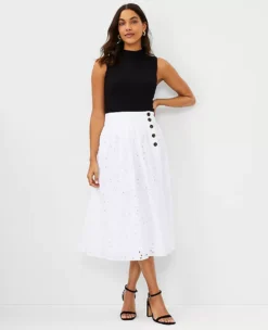 Eyelet Pleated Full Skirt -Anntaylor Shop 604294 9000 ALT2