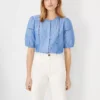 Chambray Pintucked Cutout Top -Anntaylor Shop 604313 9540