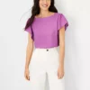 Flutter Sleeve Square Neck Top -Anntaylor Shop 604323 8581