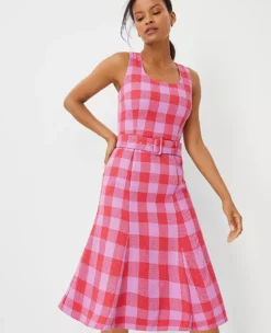 Plaid Belted Midi Dress -Anntaylor Shop 604504 8376 ALT2