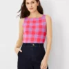 Gingham Plaid Sweater Shell -Anntaylor Shop 604703 8581