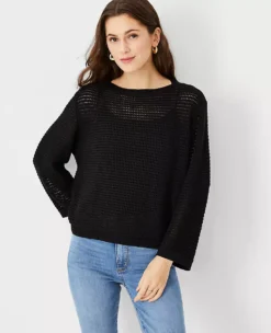 Mesh Stitch Relaxed Sweater 7 Mesh Stitch Relaxed Sweater -Anntaylor Shop 604714 2222 ALT2