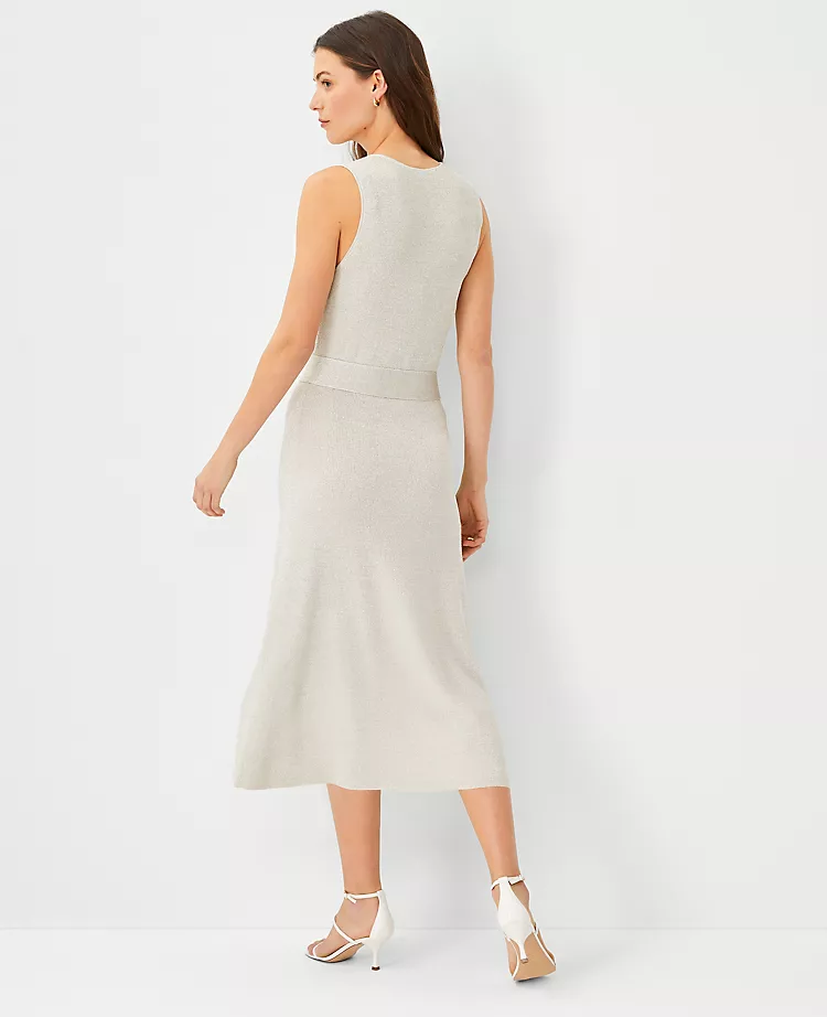 Shimmer Belted V-Neck Sweater Dress 4 Shimmer Belted V-Neck Sweater Dress - Image 2