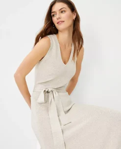 Shimmer Belted V-Neck Sweater Dress 8 Shimmer Belted V-Neck Sweater Dress -Anntaylor Shop 604843 9192 ALT2