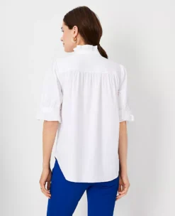 Poplin Ruffle Button Top -Anntaylor Shop 605050 9000 ALT1