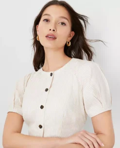 Striped Balloon Sleeve Dress 7 Striped Balloon Sleeve Dress -Anntaylor Shop 605058 7879 ALT2