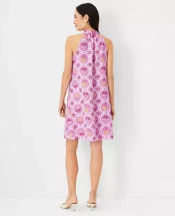 Tile Print Tie Neck Dress -Anntaylor Shop 605059 8581 ALT1