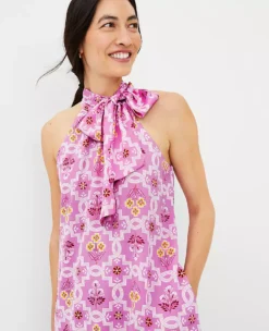 Tile Print Tie Neck Dress -Anntaylor Shop 605059 8581 ALT2