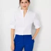 Petite Poplin Ruffle Button Top White 2 Petite Poplin Ruffle Button Top White -Anntaylor Shop 605122 9000 1