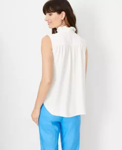 Sleeveless Ruffle Button Top -Anntaylor Shop 605214 9192 ALT1