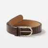 Embossed Oval Buckle Leather Belt -Anntaylor Shop 606755 7371