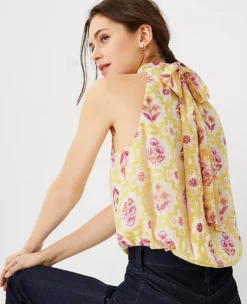 Shimmer Stripe Tile Print Bow Halter Top -Anntaylor Shop 606832 1782 ALT2