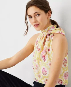 Shimmer Stripe Tile Print Bow Halter Top -Anntaylor Shop 606832 1782 ALT4