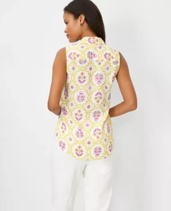 Tile Print Sleeveless Essential Shirt 6 Tile Print Sleeveless Essential Shirt -Anntaylor Shop 606837 9192 ALT1
