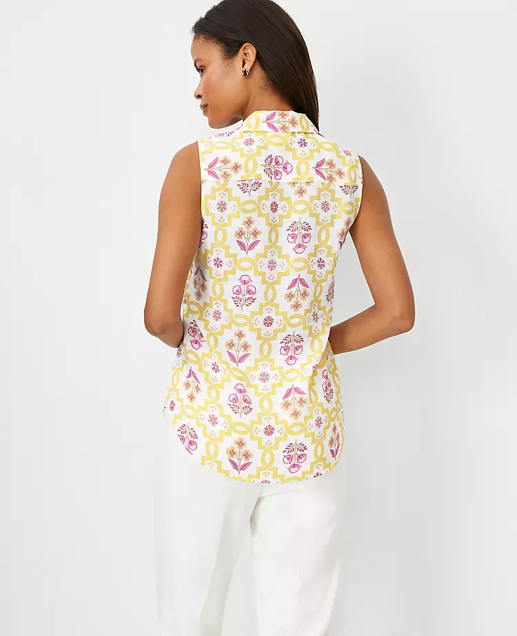 Tile Print Sleeveless Essential Shirt 4 Tile Print Sleeveless Essential Shirt - Image 2