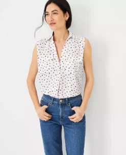 Floral Sleeveless Camp Shirt 8 Floral Sleeveless Camp Shirt -Anntaylor Shop 606838 9192 ALT2