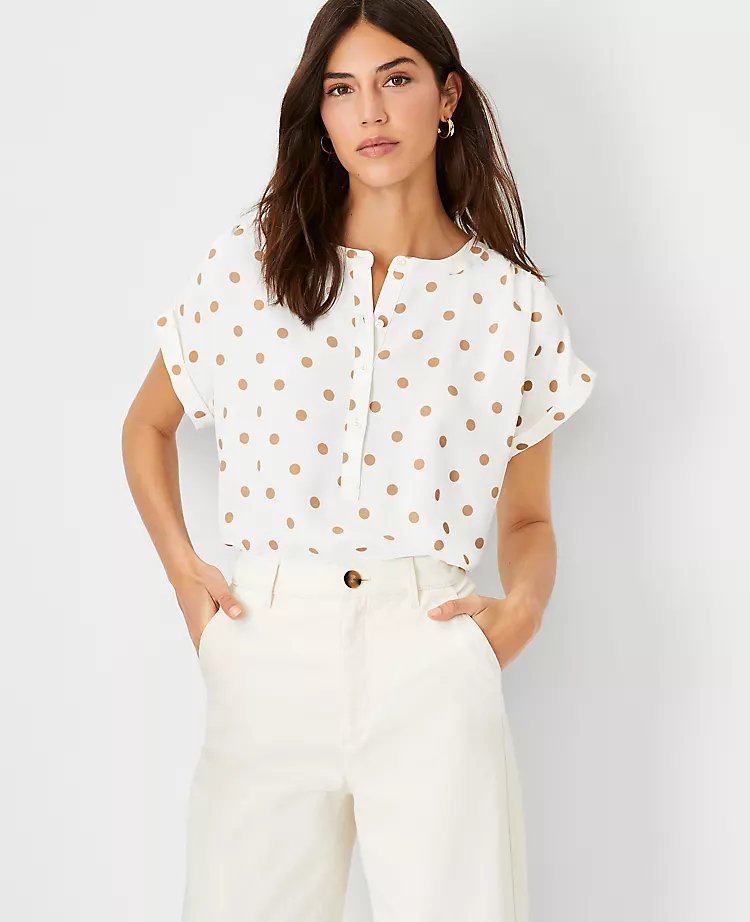 Polka Dot Drop Shoulder Popover 3 Polka Dot Drop Shoulder Popover