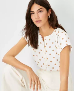 Polka Dot Drop Shoulder Popover 8 Polka Dot Drop Shoulder Popover -Anntaylor Shop 606842 9192 ALT2