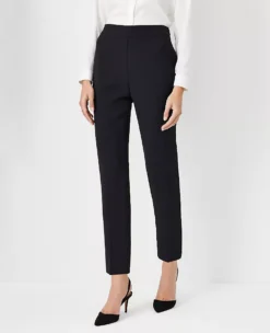 The Side Zip Ankle Pant In Fluid Crepe Black