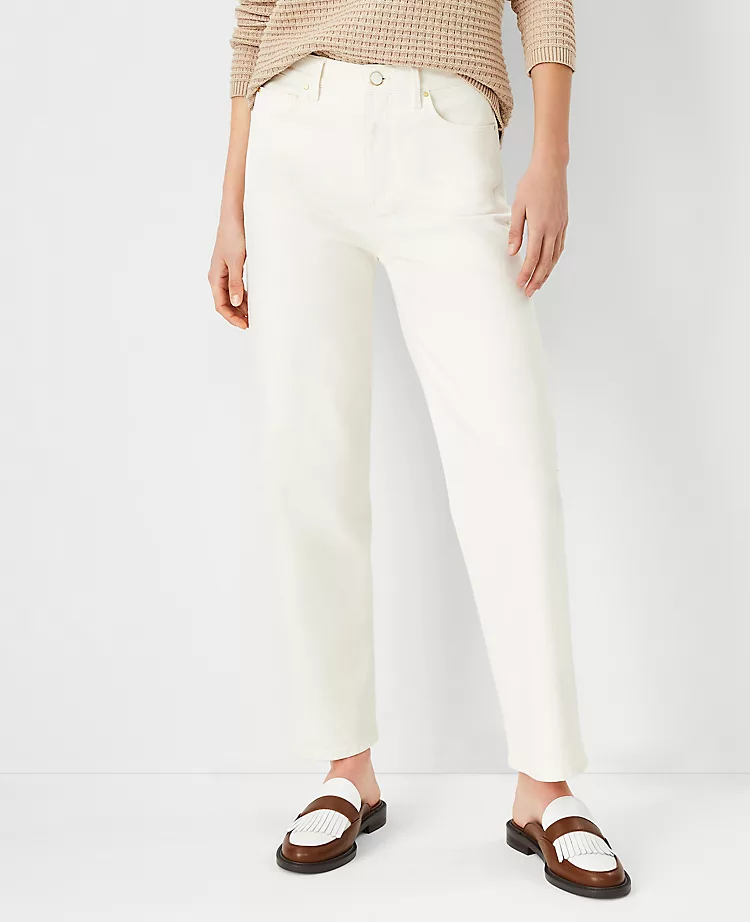 Sculpting Pocket High Rise Straight Jeans In Ivory 3 Sculpting Pocket High Rise Straight Jeans In Ivory