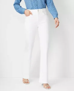 Sculpting Pocket Mid Rise Boot Cut Jeans In White