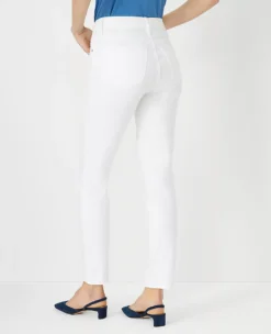 Sculpting Pocket Mid Rise Skinny Jeans In White -Anntaylor Shop 606946 9000 ALT1