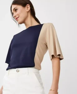 Colorblock Elbow Sleeve Top -Anntaylor Shop 606950 1362 ALT2